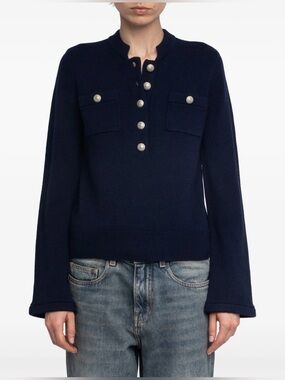 $398 NWT Zadig & Voltaire Sweater
Navy Blue Size S Lucas Rib Knit Long Sleeve